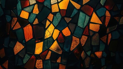 Fototapete - A kaleidoscope of multicolored mosaic glass fragments in a glowing, abstract design, creating a vibrant and artistic background.