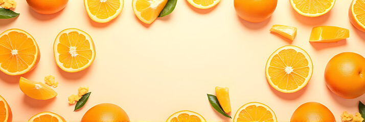 Aufkleber - Orange fruit pattern on a background featuring a template with sale text prominently displayed at the top view._00004_