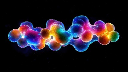 Poster - Colorful Molecular Structure on a Black Background
