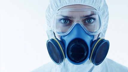 Poster - Scientist wearing protective mask and goggles in laboratory