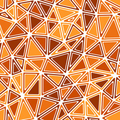 Poster - Vector seamless pattern featuring rounded solid shapes in frames with medium-sized triangles in a mono-tone colored style. Repeatable and trending vector tiles.