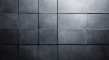 Poster - Textured Gray Wall Tiles with Subtle Shading and Reflections