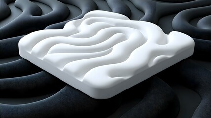Poster - Abstract White Shape on Dark Wavy Background in Modern Design