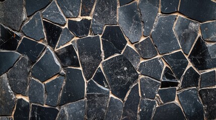 Poster - Textured Black Stone Surface with Sharp Edges and Irregular Shapes