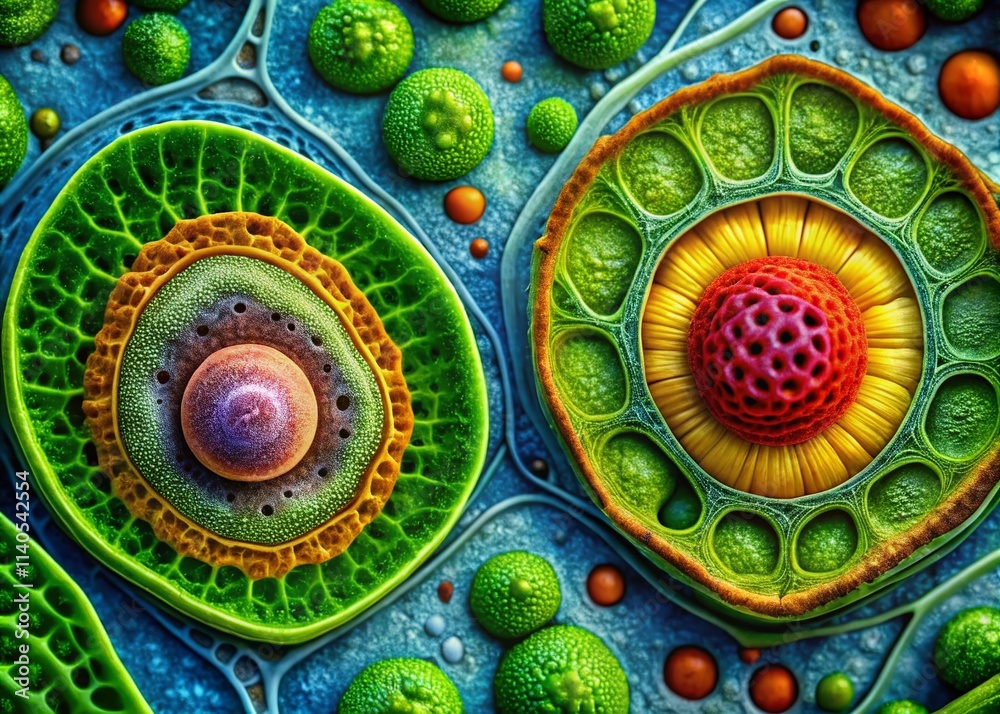 Microscopic Worlds Plant Animal Cell Comparison Detailed Cellular