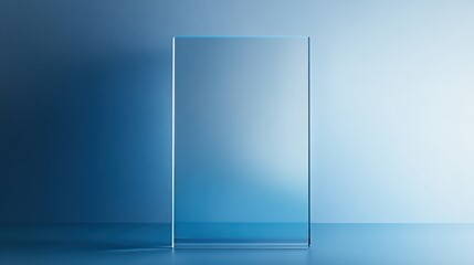 Poster - clear glass panel on blue surface with soft lighting effect