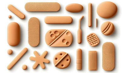 collection of various adhesive bandages and medical supplies