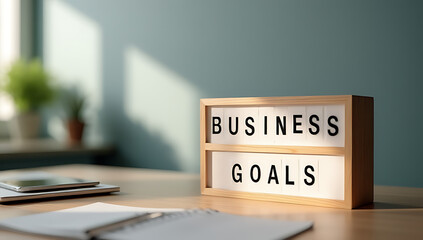 Poster - Countdown to new business goals with modern design elements like a numbered lightbox on a minimalist office desk setup._00003_