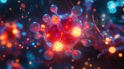 Poster - Abstract Representation of Virus Structure in Vibrant Colors