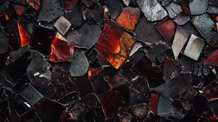 Poster - Colorful Mosaic of Shattered Glass Fragments on Dark Background