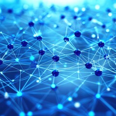 Poster - Abstract blue network structure symbolizing connectivity and technology.