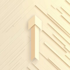 Poster - Minimalist paper arrow in soft beige tones, symbolizing progress and direction in a contemporary design.
