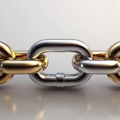 Poster - A gleaming chain featuring interlinked gold and silver metallic links, showcasing strength and elegance.