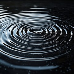 Poster - Close-up of rippling water surface, creating mesmerizing circular patterns against a dark background.
