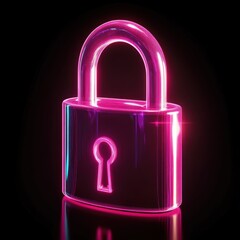 Poster - A glowing pink lock icon symbolizes security and privacy in a digital world.