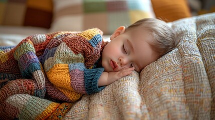 Poster - Infant gently sleeping on stomach, with a soft, comforting blanket. 