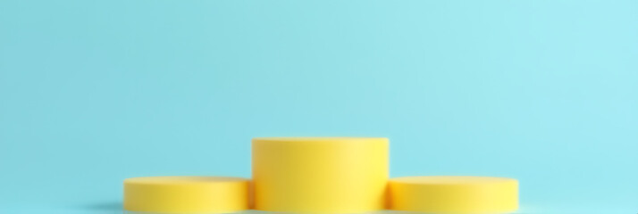Poster - A minimalist composition includes a yellow podium on a clear blue sky background, ideal for various design project applications._00001_