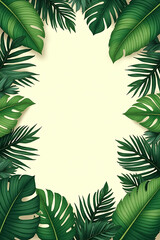 Aufkleber - A lush green jungle foliage pattern featuring tropical leaves in the background on a natural colored background area._00004_