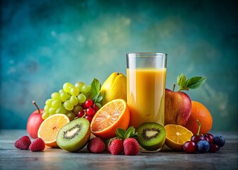 Wall Mural - Minimalist Fruit Juice Photography: Refreshing Still Life Images