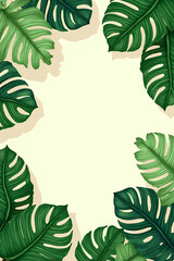 Aufkleber - A lush green jungle foliage pattern featuring tropical leaves in the background on a natural colored background area._00001_