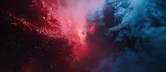 Wall Mural - Abstract Cosmic Nebula: A Symphony of Red and Blue