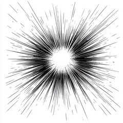 Poster - Dynamic black and white explosion effect radiating from a central point, creating an intense visual impact.