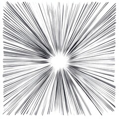 Poster - Dynamic black and white abstract illustration of radial lines converging towards a bright center, suggesting motion.