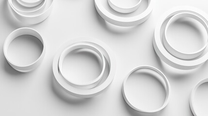 Wall Mural - Abstract White Circles: A Minimalist Composition of Interlocking Rings