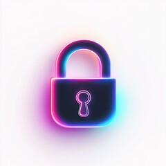Poster - Neon colored lock with a keyhole