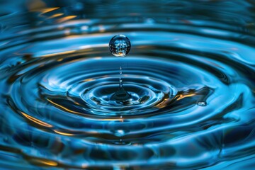 Aufkleber - Rippling water creates mesmerizing patterns as a droplet falls into a tranquil pool, capturing the beauty of nature in motion at dusk