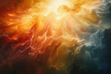 Leinwandbilder - Vibrant cosmic explosion with swirling clouds and bursts of light in a dramatic space setting