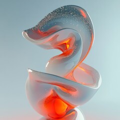 Poster - Captivating Whirl of Translucent Glass in Vibrant Red and Iridescent Hues, Creating a Mesmerizing Visual Harmony of Form and Light