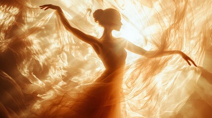 Poster - Artistic perspective elegant dance in ethereal light with dreamy double exposure