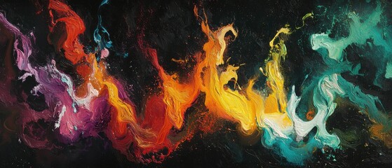 Poster - Artistic perspective colorful flames dance in a cosmic vibrant background