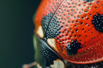 Aufkleber - Close-up view of a vibrant ladybug showing intricate patterns on its shell, highlighting its natural beauty in a garden setting during the afternoon