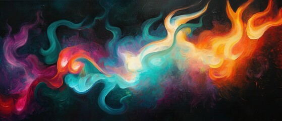 Poster - Dynamic abstract flames dance in colorful curves visual art digital canvas artistic vibrant motion