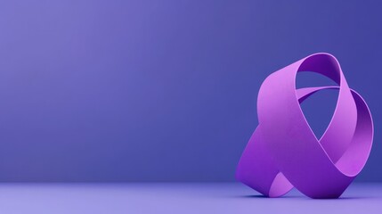 Purple ribbon, 3d curved on the ground.