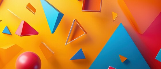 Poster - Creative concept of twisting geometric shapes on a vibrant digital canvas