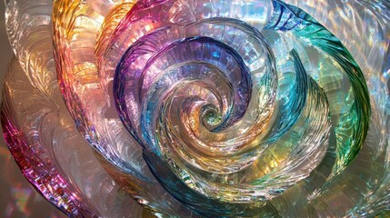 Poster - Artistic display of glasslike tendrils spiraling light in an abstract environment