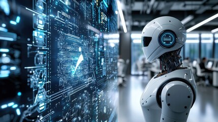 Poster - Modern Office Environment with Automated Business Systems and Advanced Technology Integration