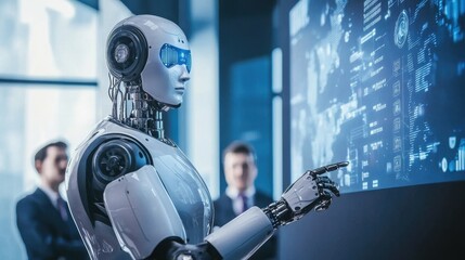 Poster - Advanced Robot Expert Demonstrating Automation Technology in Modern Workplace Environment