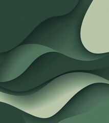 Poster - Flowing Layers of Green Hues Create a Serene, Abstract Landscape Evoking Tranquility and Harmony in a Minimalist Design Aesthetic