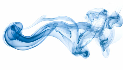 Poster - Blue smoke or cloud of ink in water, isolated on a white background