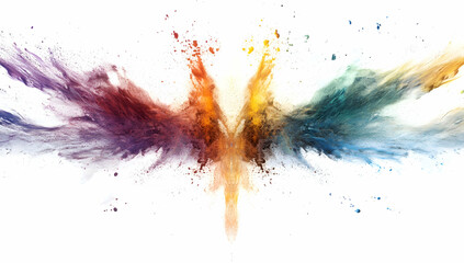 Poster - Colorful powder explosion isolated on a white background