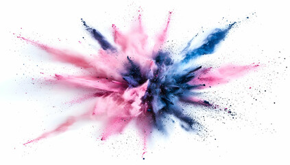 Poster - Colorful powder explosion isolated on a white background