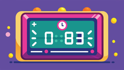 Poster - Digital timer displaying countdown with vibrant colors and playful design set against a purple background