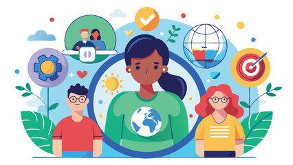 Poster - Diverse community gathering around a colorful globe representing unity, culture, and connection among individuals of various backgrounds