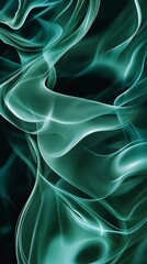 Poster - Flowing Emerald Wisps Create an Enchanting Visual Dance, Evoking a Sense of Mystery and Fluidity in This Captivating Artwork