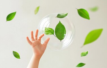 Canvas Print - hand holding green leaf