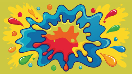 Poster - Colorful splash design with vibrant shapes and droplets on a bright background capturing playful artistic energy